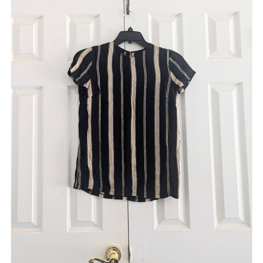 REFORMATION Striped Short Sleeves Blouse